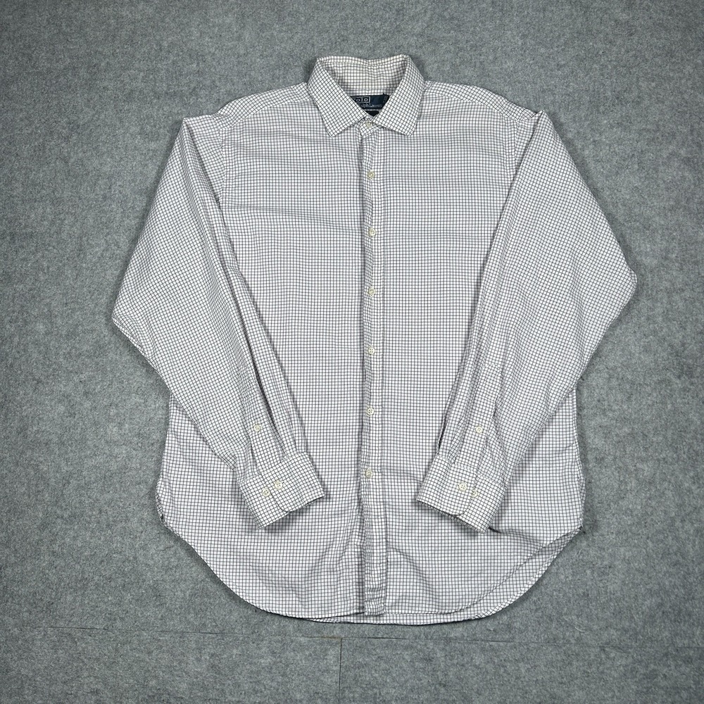 Polo Ralph Lauren Phillip Button Down Shirt Mens Size XL 16 34/35 White Check
